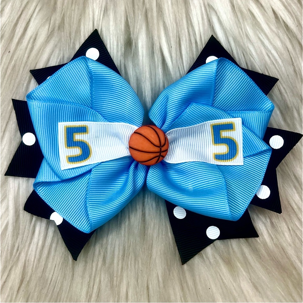 🎀🏀 WNBA Chicago Sky Angel Reese Hair Bow Barrette Clip 🏀🎀
